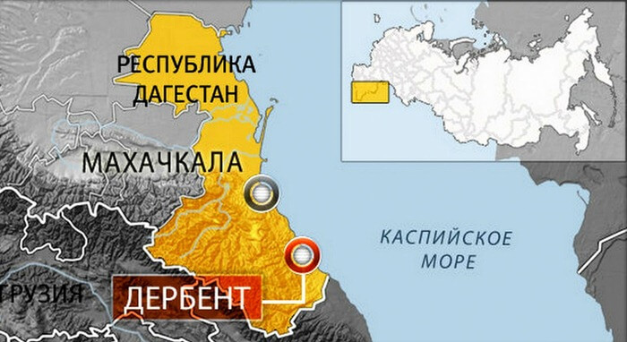 Дербент на карте России