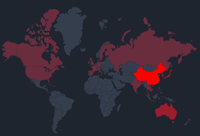 Карта распространения короновируса