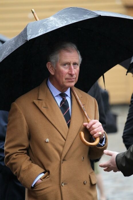 Принц Чарльз в пальто из шерсти викуньи