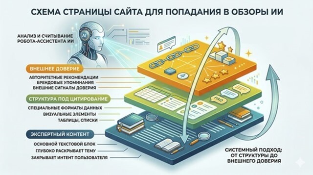 Из каких элементов складывается страница, которую ИИ считает достойной цитирования