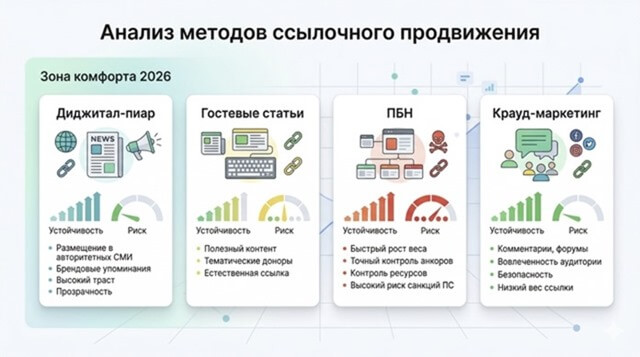 Какие методы ссылочного продвижения дают устойчивый результат, а какие повышают риск